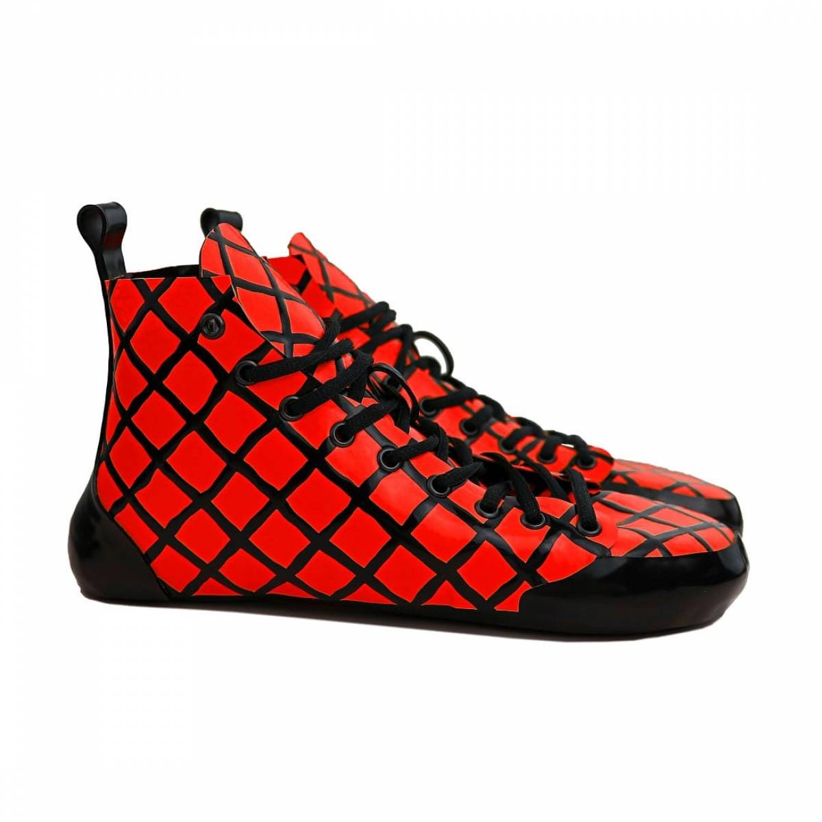 Latex Sneaker Struktur Latex 2 farbig schwarz rot